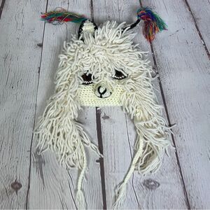 Fun alpaca llama animal knit novelty costume ski hat with ear flaps, OS